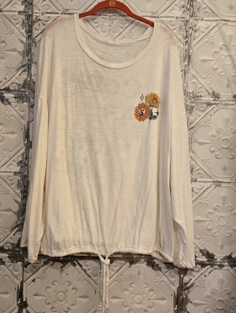 Torrid "Come As You Are" Classic Fit Top Drop Shoulder Floral Boho Tie Hem Size4 - Picture 12 of 14